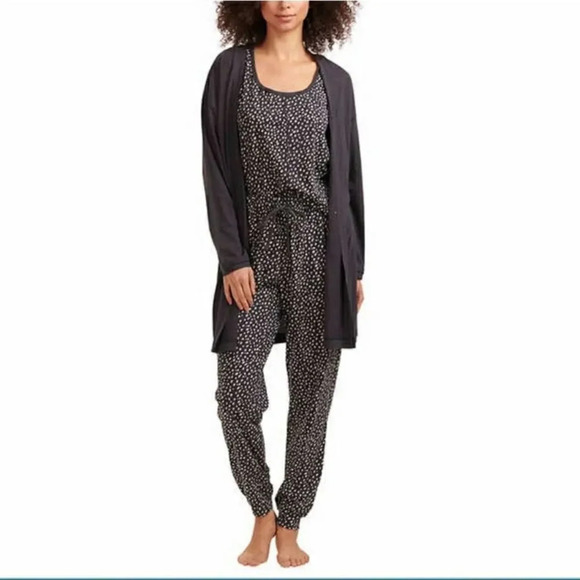 Karen Neuburger 3-Piece Lounge / PJ Set Gray spotted Small - Picture 2 of 5